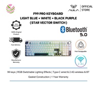 AULA F99 Pro 3 IN 1 Gasket keyboard (Type-C wired & 2.4G & BT,99 Keys, Star Vector Switch) Light Blu