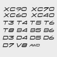 Glossy Black Emblem B5 B6 T3 T4 T5 T6 T8 V8 D3 D4 D5 D6  AWD Car Trunk Letters Emblem for VOLVO XC90