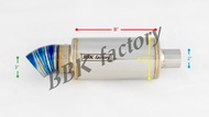 ท่อไอเสียหม้อพักปลาย ฝาคว่ำ 2 ชั้น เงา 4-1/2"x8" ปลาย JS ไทเทแท้ ไดร์สี ไทเท 3" [BBK Factory ]