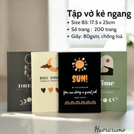Vở kẻ ngang B5 200 trang gáy khâu chỉ bước dài dấu ngoài giấy cao cấp định lượng 80gsm in offset.