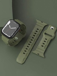 1入組男女適用的蘋果手錶手環綠色運動矽膠表帶，適用於蘋果手錶44mm、42mm、40mm、38mm、41mm、45mm、49mm時尚智慧手錶手環，適用於第9、Ultra SE、8、7、6、5、4、3、2、1系列，智能手錶帶與蘋果手錶手鍊兼容，手錶表帶配件