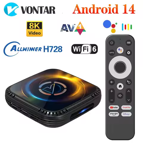 VONTAR H728 TV Box Android 14 Allwinner H728 Octa Core Cortex A55 Support 8K Video 4K@60fps 1000M LA