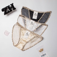 zh-forever.320 Women's Bikini Panties See-Through Fabric + Satin Seamless Panties Women