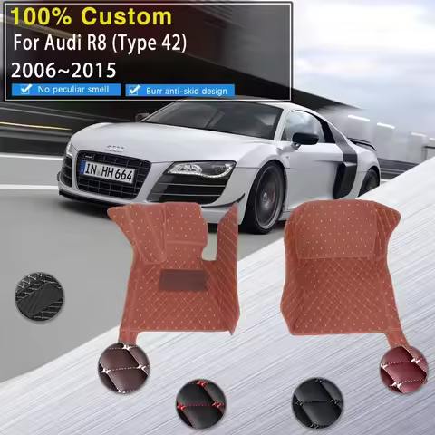Car Floor Mats For Audi R8 Type 42 V10 2006~2015 2seat Roadster Leather Cat Matt Handle Handbrake Au