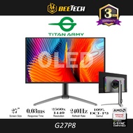 TITAN ARMY 27” QD-OLED Samsung QHD 2K 240Hz 0.03ms HDR400 Rotatable 157%sRGB Gaming Monitor (G27P8)