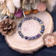 暗夜微光 / 血滴堇青 黑銅鈦 拉長石 極光23 螢石 水晶手鍊