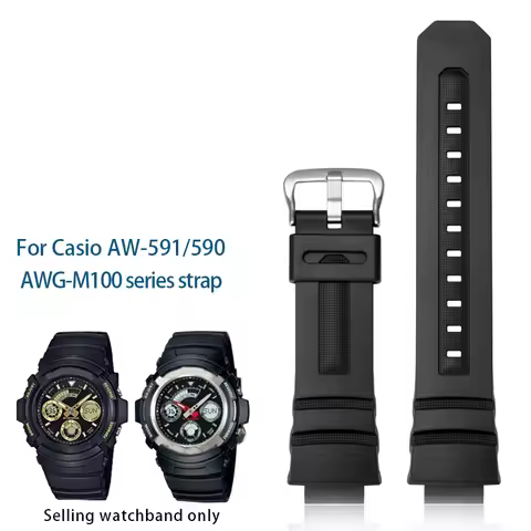 16mm Silicone Resin Watch Band For Casio G-shock Aw-591/590/5230/282b Awg-m100/101G-7700/7710 Hand B