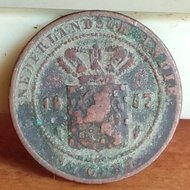Koleksi Koin Kuno Ned Indie 1/2 Cent tahun 1857 K-4151
