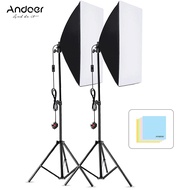 Andoer Studio Photography Softbox Kit with 50x70cm Softbox * 2 + 2M Metal Tripod Stand * 2 for Live 