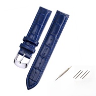 Bordele นุ่ม เสื้อท่อนบน ชั้น Cowhide สายนาฬิกาผู้ชายแท้ หนัง ผู้หญิง สไตล์ 19 20 21 22MM Deep Blue