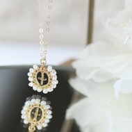 珍珠 十字架 福音 設計 手工 14k金 包金項鍊  生日 女生禮物