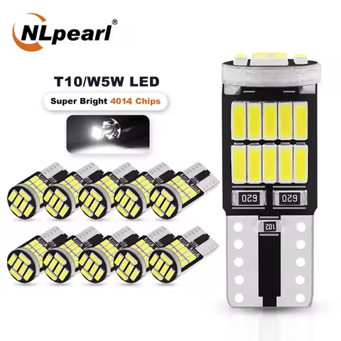NLpearl 2/10x W5W T10 Led Bulbs Canbus 4014 SMD 6000K 168 194 Led 5w5 Car Interior Dome Reading Lice
