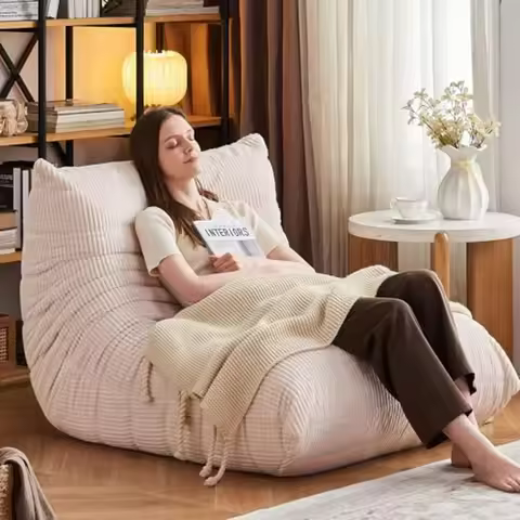 Large Bean Bag Chair for Adults - Memory Foam Bean Bag with High-Rebound Oversized Corduroy Boneless