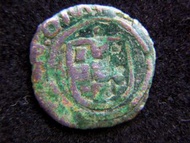 葡萄牙古銅幣-1481年葡萄牙王國亞維斯(Avis)王朝皇家國盾及海上三塔城堡老銅幣(葡王阿豐素五世時期)