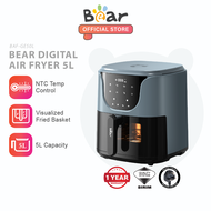 Bear Air Fryer Visible Fryer 5L capacity Oven Oil free Non-stick Fryers Household Automatic and Multi-Functional oven Touch Control Air-fryer BAF-GE50L