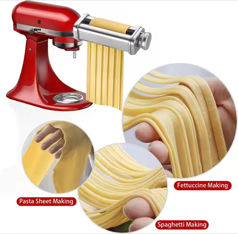 Pasta Attachment for KitchenAid Mixer, Pasta Sheet Roller, Spaghetti Fettuccine Cutter,Stainless Noo