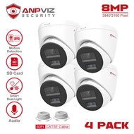 Anpviz 8mp Poe Ip Turret Camera Luaran 4pcs 24/7 Colorvu 30m Pengawasan Video Cctv Kad Sd Ip67 H.265