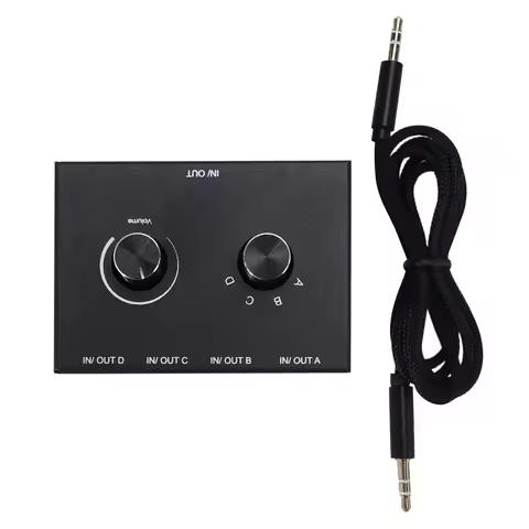 4 Port Audio Switch, 3.5mm Audio Switcher, Stereo AUX Audio Selector, 4 Input 1Output/1Input 4 Outpu