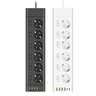 EU Plug Power Strip Multiple Independent Control Outlet Sockets 2m Extension Cord Electrical Socket 