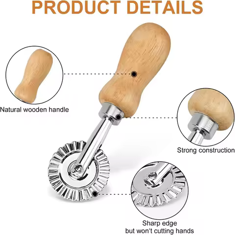 Ravioli Stamp Maker Cutter with Wooden Handle Stainless Steel Cookie Cutter Pasta Press Ravioli Make