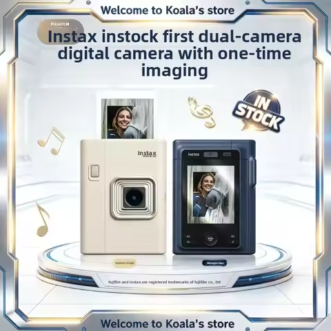 Fujifilm Instax Mini LiPlay+ Hybrid Instant Camera Midnight‑Blue, Dual‑Lens Digital Film Camera, Ove