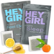 Hey Girl Sleep + Feel Better Tea Bundle - Sleep Tea w/Chamomile, Valerian Root & Lemon Balm in Tea B