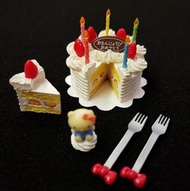 Re-ment 絕版食玩 Hello Kitty 生日蛋糕 散件 微縮 模型 場景 配件 