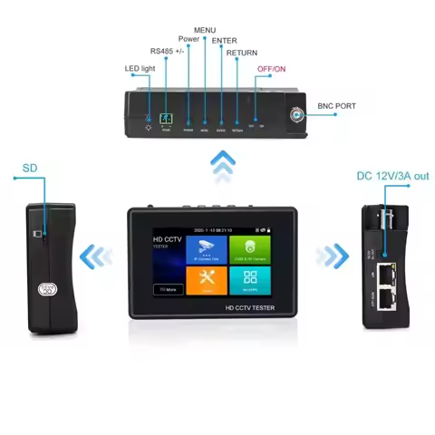 CCTV Tester 4inch IPC1800plus 5-IN-1 TVI AHD CVI Analog IP CCTV Camera Tester Video Audio Test PTZ S