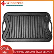 【winnereco】Cast Iron Griddle Plate with Double Handles Grill Pan Grill Plate Griddle Pan for Steaks