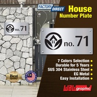 House Number Plate Nombor Rumah 门牌 Stainless Steel 304 白钢门牌 C6111