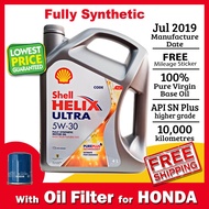 Shell Helix Ultra 5W-30 / 5W-40 4L Fully Synthetic Engine Oil 5W30 (with Oil Filter for Honda [Bosch