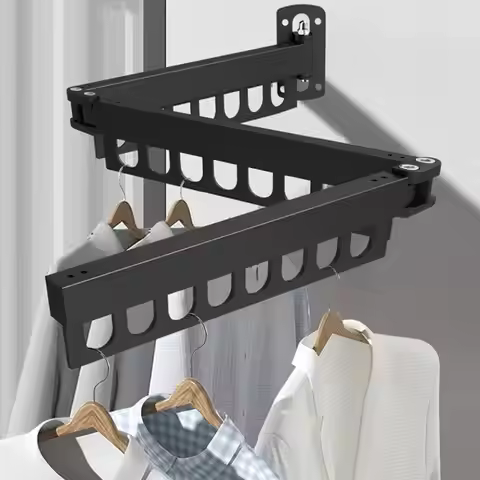 Wall Mounted Foldable Metal Clothes Drying Rack Window Retractable Clothes Drying Rack Home Balcony 