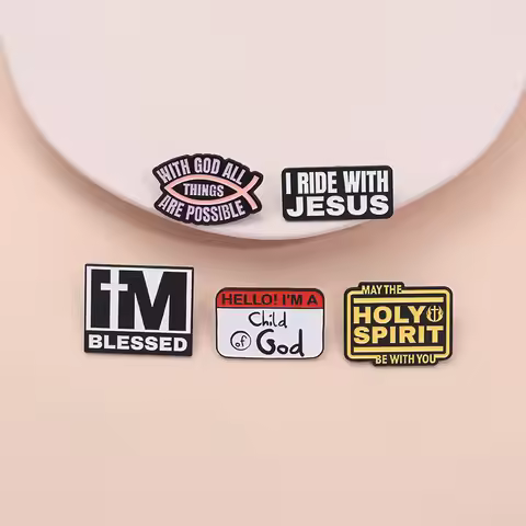 May The Holy Spirit Be With You Enamel Pins Jesus Blessed Quotes Brooches Lapel Badge Jewelry Gifts 