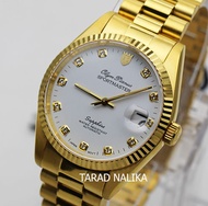 นาฬิกา Olym pianus sportmaster Automatic sapphire 89322AG-423 เรือนทองขอบหยัก Kingsize หน้าปัดขาว