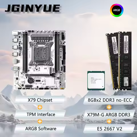 JGINYUE X79M-G Motherboard M-ATX combo E5 2667V2 8GB*2 1600MHz DDR3 RGB RAM kit bundle For office ho