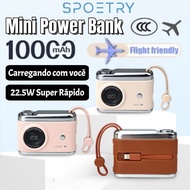 Mini Power Bank 10000 mAh Built-In Cable PD22.5w Fast Charging CCC Power Bank Portable Mobile Power 