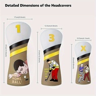 3 pcs Gimore Golf Headcovers Golf Club Head Covers Sports Style Premium PU Driver Fairway(FW) Wood H