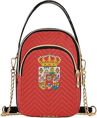 Ciudad Real Province Flag Women Shoulder Handbag Quilted Chain Strap Cell Phone Purse Cute Ladies Cr