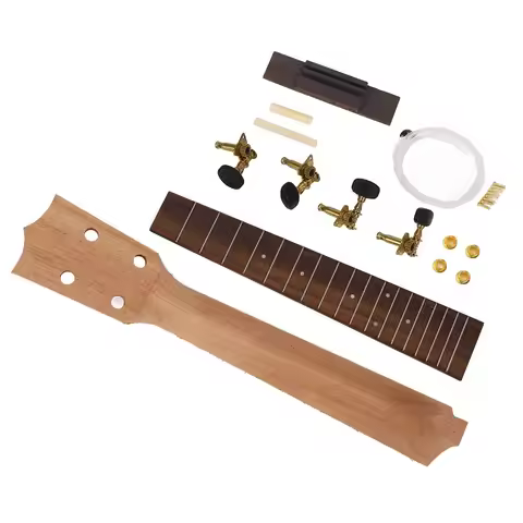 ​Rosewood Fingerboard​ Ukulele Neck Kit​ ​With Bridge & Tuning Pegs ​Concert Ukulele Size​ ​Fretboar
