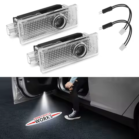 Red JOHN COOPER WORKS Logo Projector Light 2pcs LED Door Light For MINI F55 F56 F57 R60 R58 R59 R57 