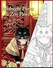 Midnight Purrs & Zen Paws: A Royal Cat Coloring Journey: 42 Intricate Designs with Full-Color Refere