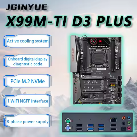 JGINYUE X99 motherboard Intel LGA 2011-3 kit xeon E5 V3 V4 DDR4 128GB M.2 NVME SATA onboard E5 2666 