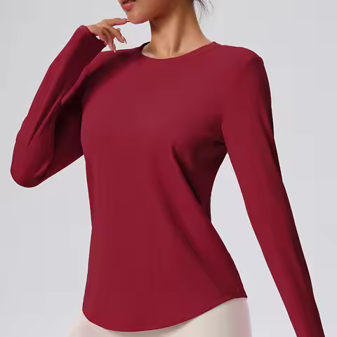 Women's Round Neck Fitness Yoga Clothes Gym Exercise Long Sleeved Tops Pilates Yoga Long Sleeved Top