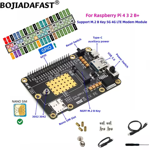 Supports 5G 4G LTE Module Modem USB 3.0 Type-A to M.2 NGFF B-Key Wireless Adapter 1 SIM Card Slot Fo