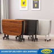 YOOK Folding Table Dining Table for Home Simple Rectangular Dining Table Foldable Table with Wheels 