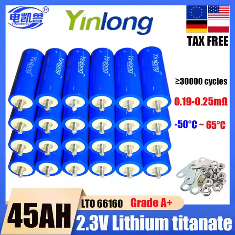 original Yinlong 2.3V 45ah lithium titanate battery lto 66160 DIY 12V 24V 48V RV car audio solar sys