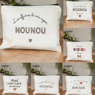 1ชิ้น ถุงเครื่องสำอางแบบพิมพ์ลายดอกไม้ "Merci De M'aimer" & "Super Nounou" แบบพกพา พับได้ เป็นที่จัด