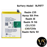 Battery BLP877 for Realme C35 C33 C31 8i 9i C30 C30s Note 50 Narzo 50i Prime Premium Quality Battery
