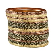 Arrow Stripe Mixed Metal Aztec African Indian Multi Women Bangles Bracelets Set of 16/2.68" Dia.