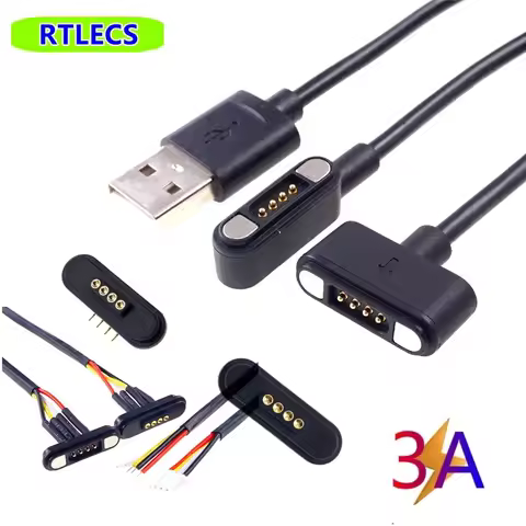 1 Pc 3A 12V Magnetic Pogo Pin Connector 4 Positions Cable Wires Pitch 2.2 MM Spring Loaded Power Cha